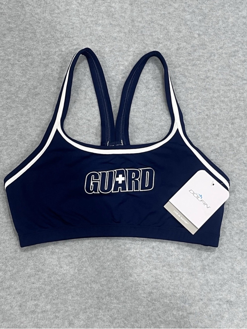 NWT Dolfin Lifeguard Bikini Swimsuit Top Women's Medium Navy Blue Beach Pool
